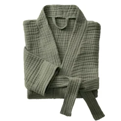 Accappatoio da bagno in garza di cotone L/XL Gaia Verde rosmarino