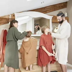 Accappatoio da bagno in garza di cotone L/XL Gaia Verde rosmarino