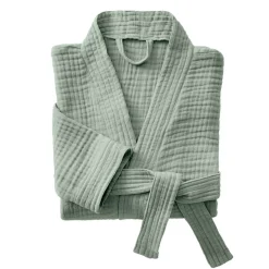 Accappatoio da bagno in garza di cotone L/XL Gaia Verde eucalipto