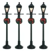 LEMAX Villagio Di Natale Lemax-Accessori 4 lampade stradali illuminate a pile