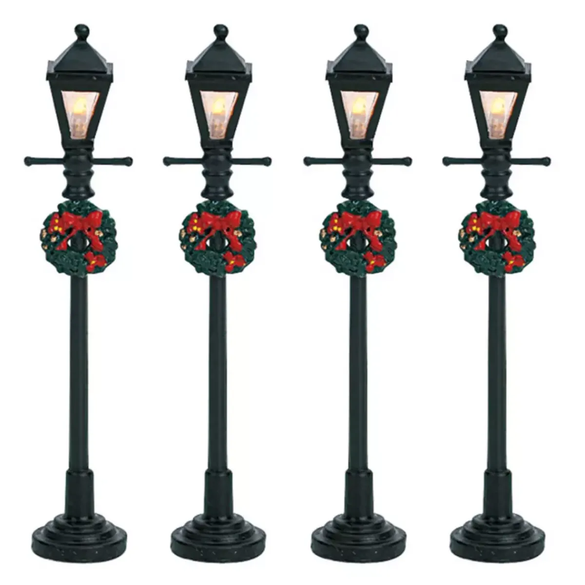 LEMAX Villagio Di Natale Lemax-Accessori 4 lampade stradali illuminate a pile