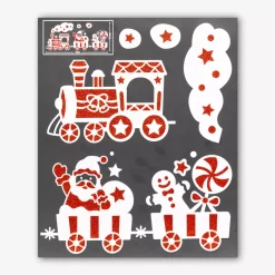 JJA Decorazioni E Oggetti Natalizi-Adesivo per finestra flocato (28 x 34 cm) Trenino di Natale