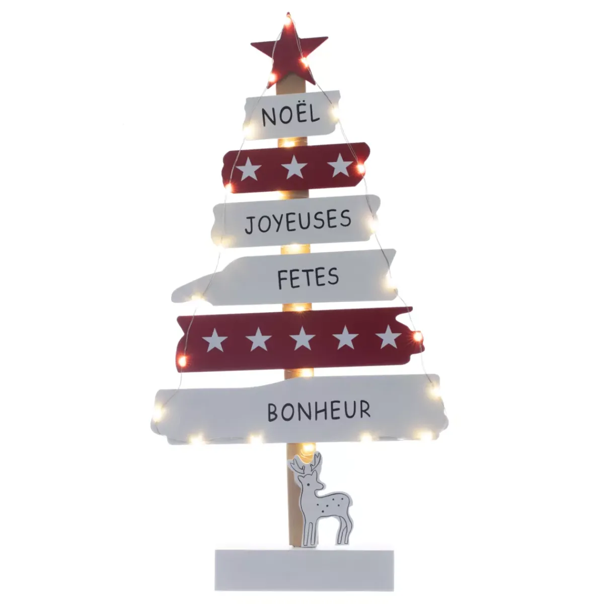 Feeric Lights & Christmas Decorazioni E Oggetti Natalizi-Albero di legno a pile illuminate (50 cm)