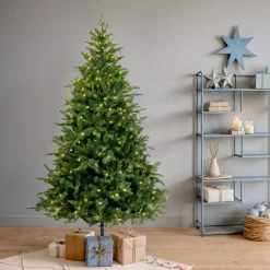 EMINZA Albero Di Natale Artificiale|Alberi Di Natale Grande Dimensione-Albero di Natale artificiale luminoso 600 LED (H240 cm) Idaho Verde abete