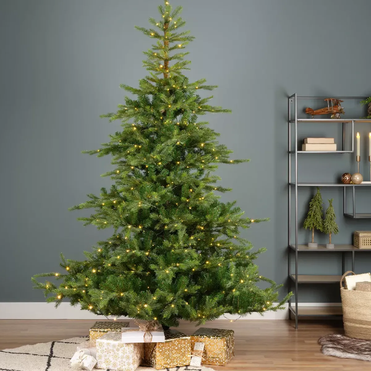 EMINZA Albero Di Natale Artificiale|Alberi Di Natale Grande Dimensione-Albero di Natale artificiale luminoso 700 LED H240 cm Glorious Verde abete