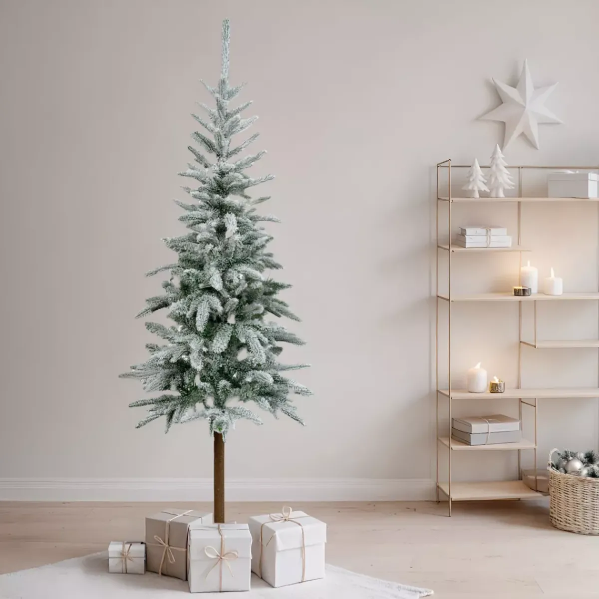 EMINZA Albero Di Natale Artificiale|Alberi Di Natale Grande Dimensione-Albero di Natale artificiale (H210 cm) Glockner Verde innevato