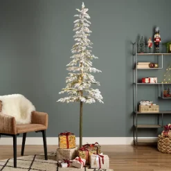 EMINZA Albero Di Natale Artificiale|Alberi Di Natale Grande Dimensione-Albero di Natale artificiale luminoso 250 LED H240 cm Sierra Verde innevato