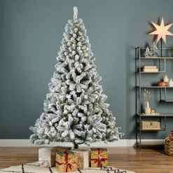 EMINZA Albero Di Natale Artificiale|Alberi Di Natale Grande Dimensione-Albero di Natale artificiale luminoso 640 LED H300 cm King Verde innevato