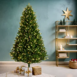 EMINZA Albero Di Natale Artificiale|Alberi Di Natale Grande Dimensione-Albero di Natale artificiale luminoso 520 LED (H240 cm) Barrow Verde abete