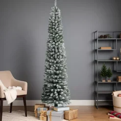 EMINZA Albero Di Natale Artificiale|Alberi Di Natale Grande Dimensione-Albero di Natale artificiale Narrow Alt. 240 cm Verde innevato