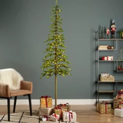 EMINZA Albero Di Natale Artificiale|Alberi Di Natale Grande Dimensione-Albero di Natale artificiale luminoso 200 LED H210 cm Sierra Verde abete