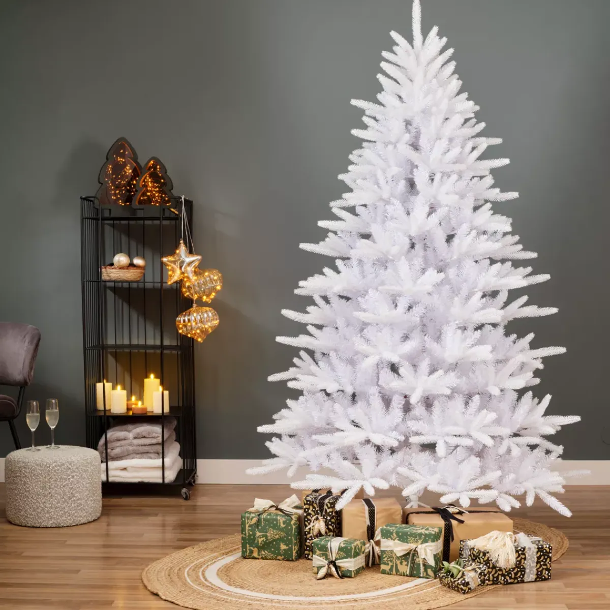 EMINZA Albero Di Natale Artificiale-Albero di Natale artificiale H180 cm Odense Bianco iridescente e glitterato