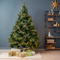 EMINZA Albero Di Natale Artificiale|Alberi Di Natale Grande Dimensione-Albero di Natale artificiale luminoso H240 cm Washington Luxe Verde abete