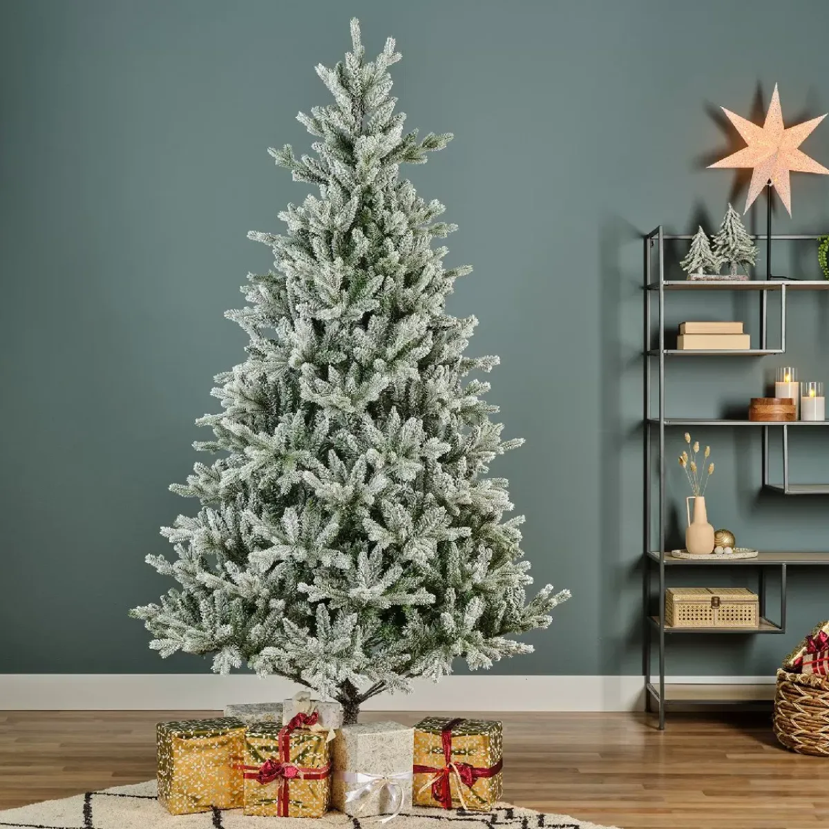 EMINZA Albero Di Natale Artificiale|Alberi Di Natale Grande Dimensione-Albero di Natale artificiale Allix Alt. 210 cm Verde innevato