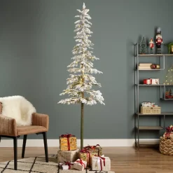 EMINZA Albero Di Natale Artificiale-Albero di Natale artificiale luminoso 150 LED H180 cm Sierra Verde innevato