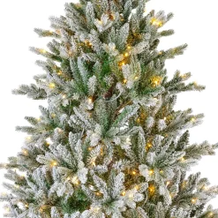 EMINZA Albero Di Natale Artificiale-Albero di Natale artificiale luminoso 320 LED (H180 cm) Allix Verde innevato