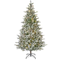 EMINZA Albero Di Natale Artificiale-Albero di Natale artificiale luminoso 320 LED (H180 cm) Allix Verde innevato