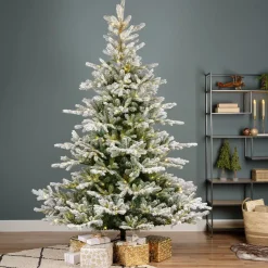 EMINZA Albero Di Natale Artificiale-Albero di Natale artificiale luminoso 400 LED (H180 cm) Glorious Verde innevato
