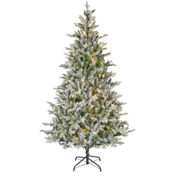 EMINZA Albero Di Natale Artificiale|Alberi Di Natale Grande Dimensione-Albero di Natale artificiale luminoso 430 LED (H210 cm) Allix Verde innevato