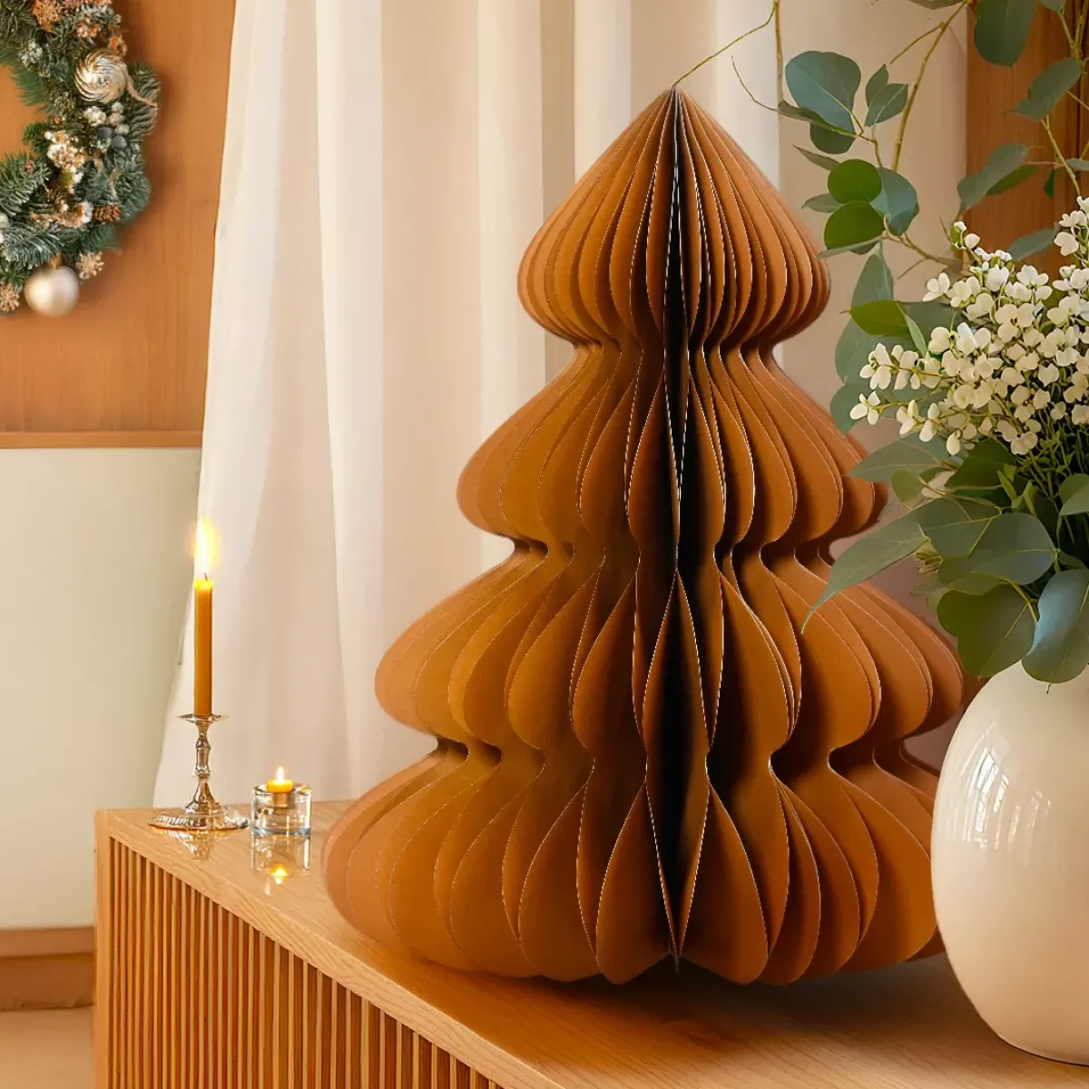 KAEMINGK Decorazioni E Oggetti Natalizi-Albero di Natale in carta da tavolo (H60 cm) Chiusura magnetica Marrone
