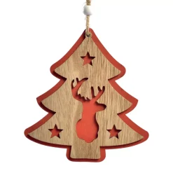 CHRISTMAS DREAM Addobbi Natalizi-Albero di Natale in legno da appendere (H12 cm) Caribou delle foreste