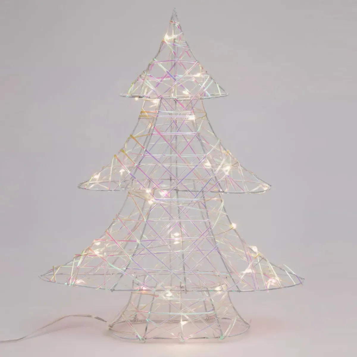 KOOPMAN Decorazioni E Oggetti Natalizi-Albero di Natale luminoso a pile 30 LED (H40 cm) Magia di Natale Iridescente e bianco caldo