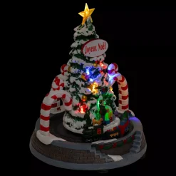 JJA Villaggio Di Natale Luminoso-Albero di Natale luminoso e animato a pile (H24 cm) Archi Canna di zucchero