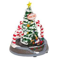 JJA Villaggio Di Natale Luminoso-Albero di Natale luminoso e animato a pile (H24 cm) Archi Canna di zucchero