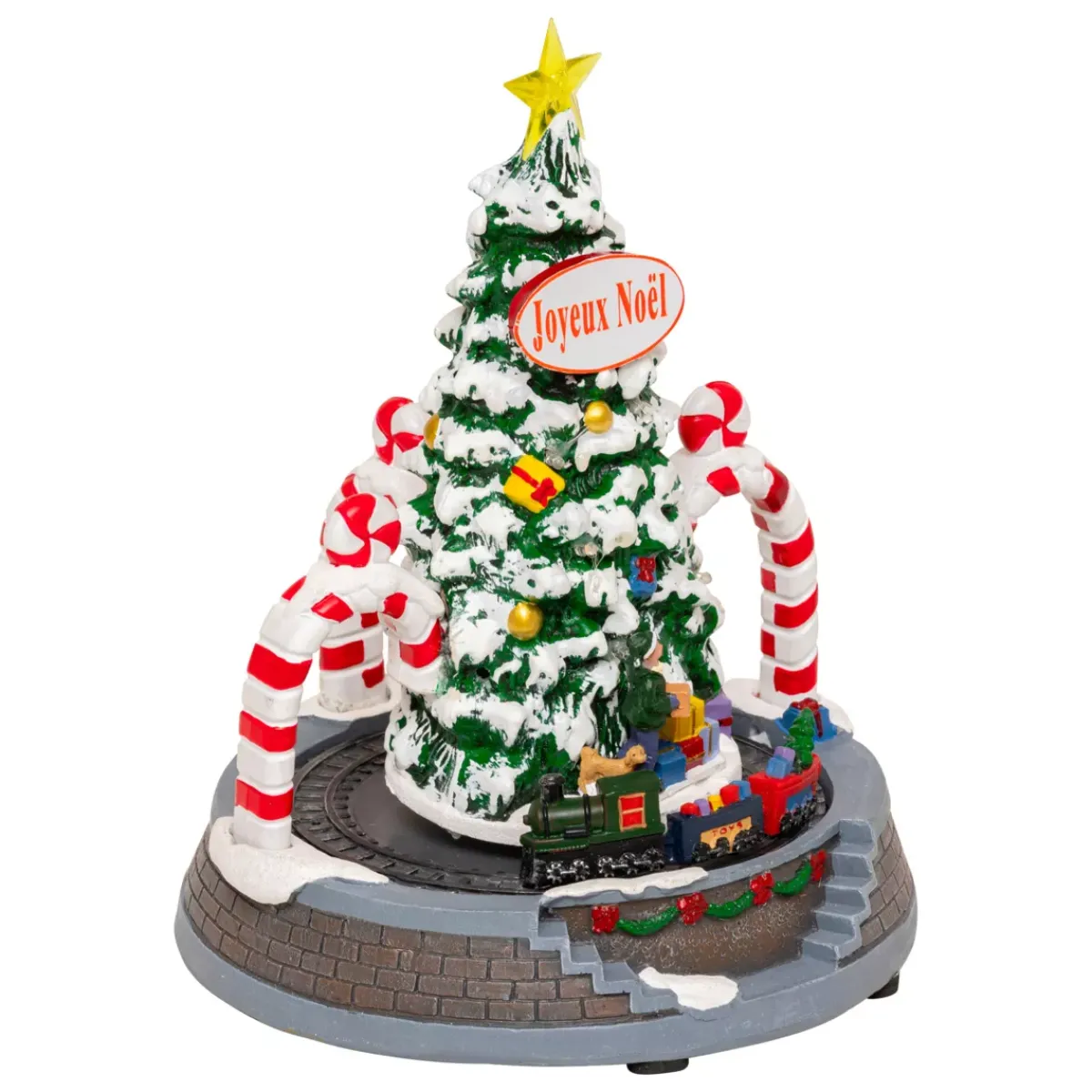 JJA Villaggio Di Natale Luminoso-Albero di Natale luminoso e animato a pile (H24 cm) Archi Canna di zucchero