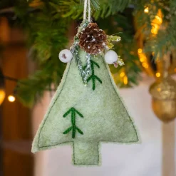 KAEMINGK Addobbi Natalizi-Albero in feltro da appendere (Alt 13 cm) Alpin Menta bianca