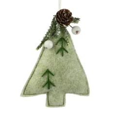 KAEMINGK Addobbi Natalizi-Albero in feltro da appendere (Alt 13 cm) Alpin Menta bianca