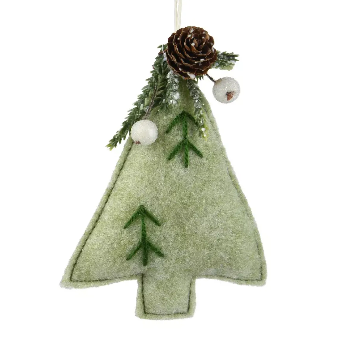 KAEMINGK Addobbi Natalizi-Albero in feltro da appendere (Alt 13 cm) Alpin Menta bianca