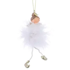 KAEMINGK Addobbi Natalizi-Angelo da appendere (H14 cm) Ballerina Bianca