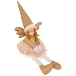 JJA Oggetti Decorativi E Illuminati|Babbo Natale Animali E Personaggi-Angelo di Natale luminoso con pile (H48 cm) Fata chiaro di luna seduta Dorata