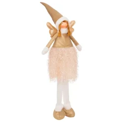 JJA Oggetti Decorativi E Illuminati|Babbo Natale Animali E Personaggi-Angelo di Natale luminoso con pile (H95 cm) Fata luna telescopica Dorata
