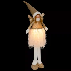 JJA Oggetti Decorativi E Illuminati|Babbo Natale Animali E Personaggi-Angelo di Natale luminoso con pile (H95 cm) Fata luna telescopica Dorata