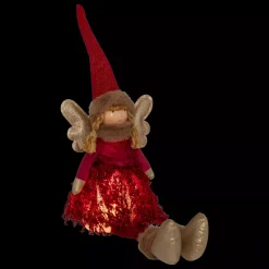 JJA Oggetti Decorativi E Illuminati|Babbo Natale Animali E Personaggi-Angelo di Natale luminoso con pile (H55 cm) Fata chiaro di luna seduta