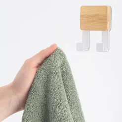 TENDANCE Contenitori Bagno-Appendiabiti adesivo quadrato gancio doppio 3M Bambù