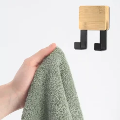 TENDANCE Contenitori Bagno-Appendiabiti adesivo quadrato gancio doppio 3M Bambù