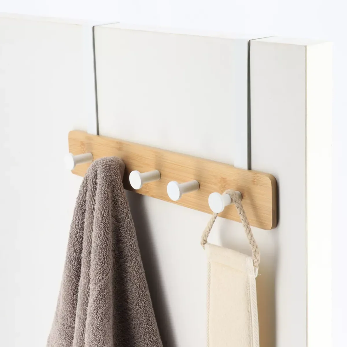 TENDANCE Contenitori Bagno-Appendiabiti per porta 5 ganci (L37 x H20 cm) Bambù