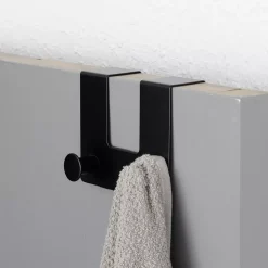 TENDANCE Contenitori Bagno-Appendiabiti per porta metallo 2 ganci (H10 cm)
