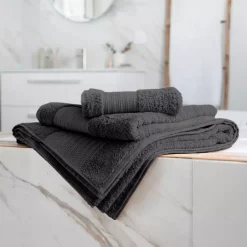 EMINZA Biancheria Bagno|Asciugamani Bagno-Asciugamano bagno cotone bio (70 x 130 cm) Méline Grigio tempesta