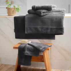 EMINZA Biancheria Bagno|Asciugamani Bagno-Asciugamano bagno cotone bio (50 x 90 cm) Méline Grigio tempesta