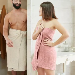 EMINZA Biancheria Bagno|Asciugamani Bagno-Asciugamano da bagno in garza di cotone (70 x 130 cm) Gaia
