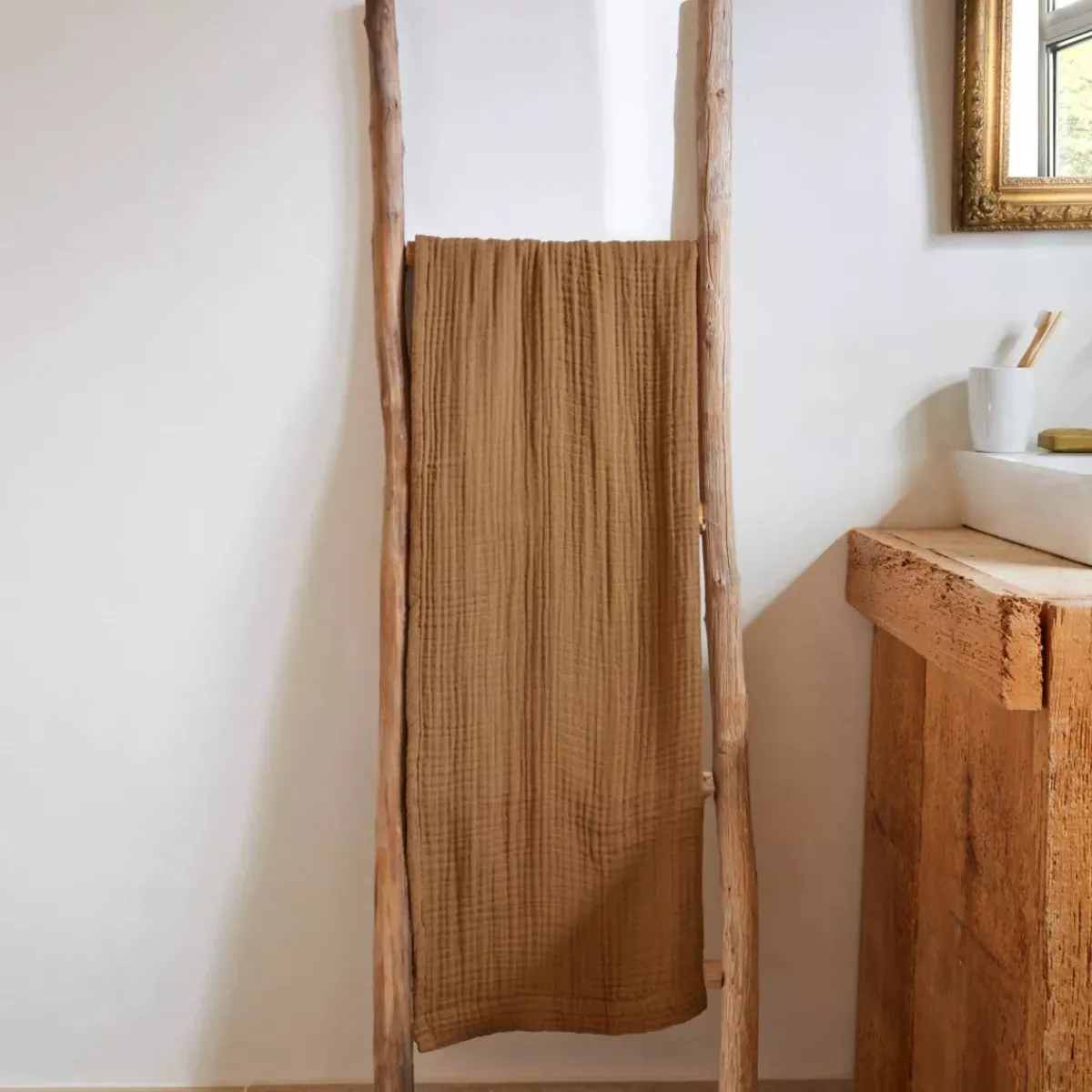 EMINZA Biancheria Bagno|Asciugamani Bagno-Asciugamano da bagno in garza di cotone (70 x 130 cm) Gaia