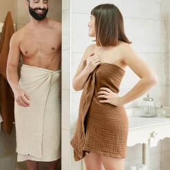 EMINZA Biancheria Bagno|Asciugamani Bagno-Asciugamano da bagno in garza di cotone (70 x 130 cm) Gaia