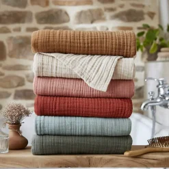Asciugamano da bagno in garza di cotone (90 x 150 cm) Gaïa Beige pampa