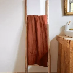 Asciugamano da bagno in garza di cotone (70 x 130 cm) Gaia Terracotta