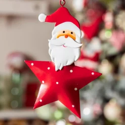 KAEMINGK Addobbi Natalizi-Babbo Natale da appendere in metallo (H12 cm) Stella e pois