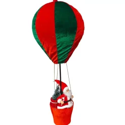 KOOPMAN Babbo Natale Animali E Personaggi|Personaggi E Oggetti Grande Dimensione-Babbo Natale in Mongolfiera (H97 cm) All'avventura e Rosso
